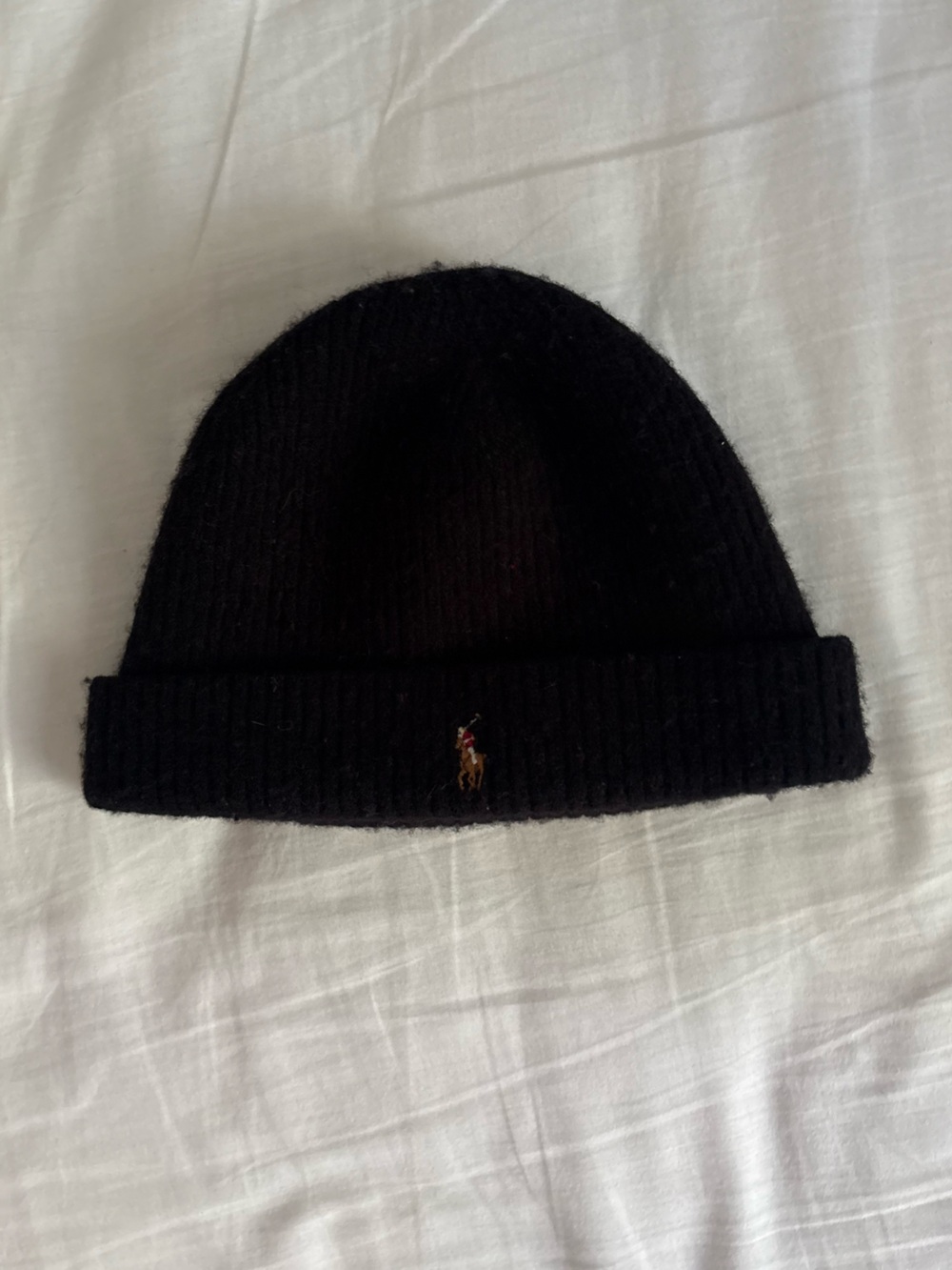 Polo by Ralph Lauren Black Ribbed Cuff Beanie